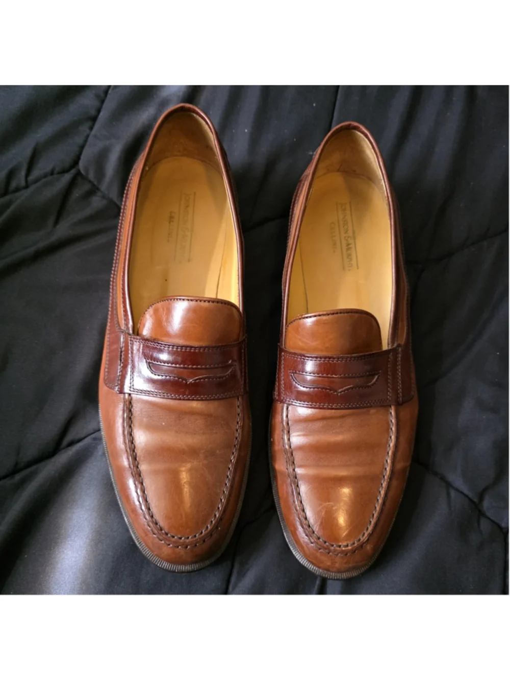 Men's Johnston & Murphy Nicolo Loafers Size 11.5 Tan Brown Leather